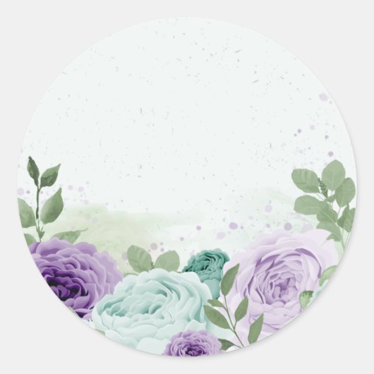 Sticker Rond fleurs violettes bleues verdure botanique (Devant)