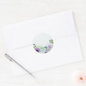 Sticker Rond fleurs violettes bleues verdure botanique (Enveloppe)