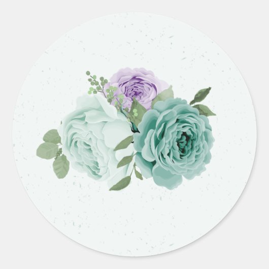 Sticker Rond fleurs violettes bleues verdure botanique (Devant)
