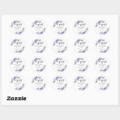 Sticker Rond Fleurs violettes de lavande 50e anniversaire maria (Feuille)