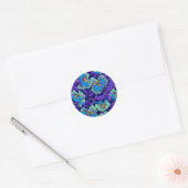 Sticker Rond Fleurs violettes et bleues William Morris (Enveloppe)