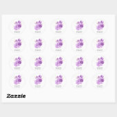 Sticker Rond Fleurs violettes et ivoire (Feuille)