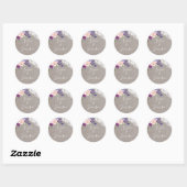 Sticker Rond Fleurs violettes et Mariages dentelles (Feuille)