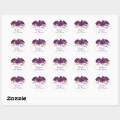 Sticker Rond Fleurs violettes et Parties scintillant d'or (Feuille)