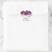 Sticker Rond Fleurs violettes et Parties scintillant d'or (Sac)