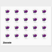Sticker Rond Fleurs violettes et vertes (Feuille)