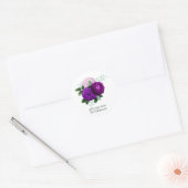 Sticker Rond Fleurs violettes et vertes (Enveloppe)