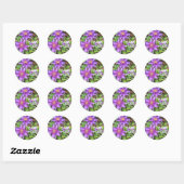 Sticker Rond Fleurs violettes Merci (Feuille)