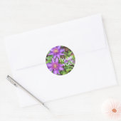 Sticker Rond Fleurs violettes Merci (Enveloppe)