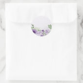 Sticker Rond fleurs violettes romantiques vert feuille botaniqu (Sac)