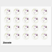 Sticker Rond fleurs violettes vert feuille mariage (Feuille)