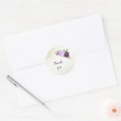 Sticker Rond fleurs violettes vert feuille mariage (Enveloppe)