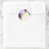 Sticker Rond fleurs violettes vert feuille mariage (Sac)