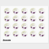Sticker Rond fleurs violettes vert feuille mariage (Feuille)