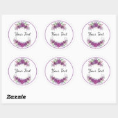 Sticker Rond Fleurs violettes - Votre texte (Feuille)