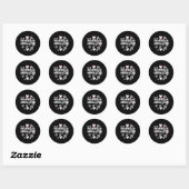 Sticker Rond Fleurs wedding planners blanches sur noir (Feuille)