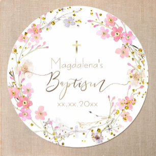 Sticker Rond fleurs wreath Baptême