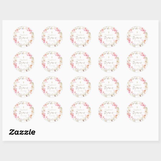 Sticker Rond fleurs wreath Baptême (Feuille)