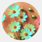 Sticker Rond Fleurs Zinnia Elegans (Devant)