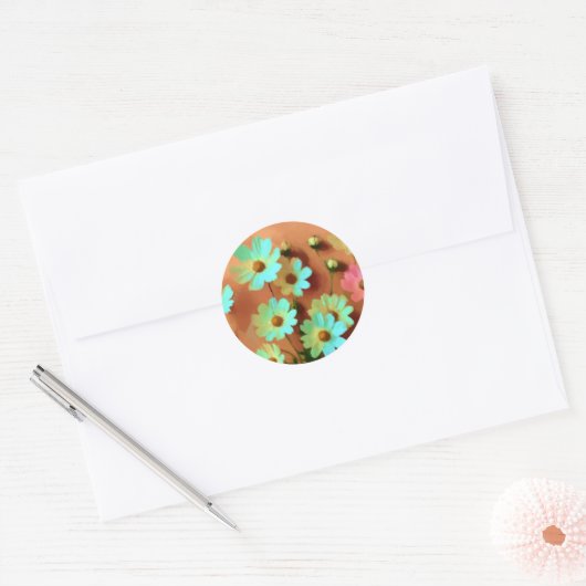 Sticker Rond Fleurs Zinnia Elegans (Enveloppe)