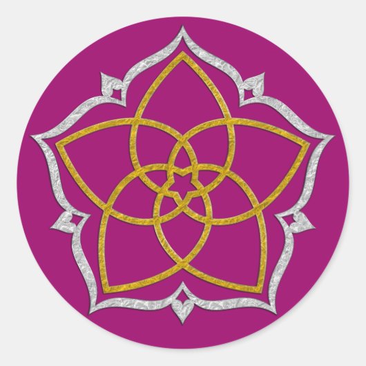 Sticker Rond FLEUVE DE VENUS / Vénusblume Lotus GOLD SILVER (Devant)