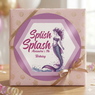 Sticker Rond Flic Flac Fête d'anniversaire de sirène Piscine