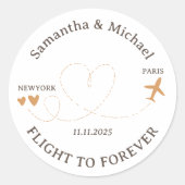Sticker Rond Flight Plane Travelling theme Wedding (Devant)