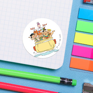 Sticker Rond Flintstones Family Roadtrip