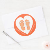 Sticker Rond Flip Flops et Heart Orange (Enveloppe)