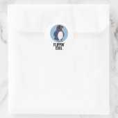 Sticker Rond Flippin Cool Funny Penguin Pun (Sac)