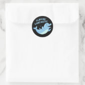 Sticker Rond Flippin Fantastic Funky Dolphin Pun Dark BG (Sac)