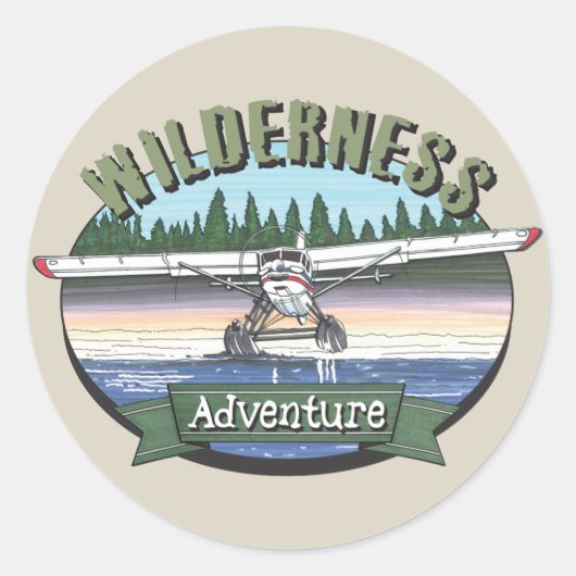 Sticker Rond Floatplane Aviation Wilderness Adventure (Devant)