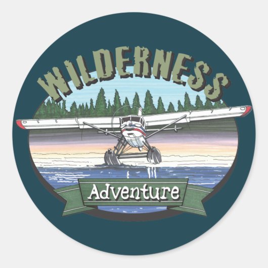 Sticker Rond Floatplane Aviation Wilderness Adventure (Devant)