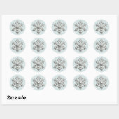Sticker Rond Flocon de neige argenté 3D Noël bleu (Feuille)