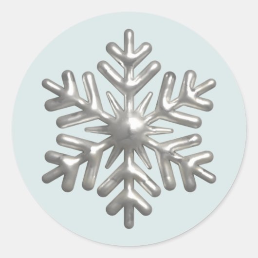 Sticker Rond Flocon de neige argenté 3D Noël bleu (Devant)