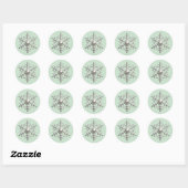Sticker Rond Flocon de neige argenté 3D Noël vert (Feuille)