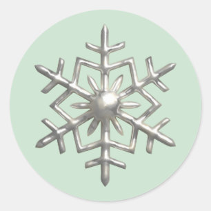 Sticker Rond Flocon de neige argenté 3D Noël vert