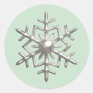 Sticker Rond Flocon de neige argenté 3D Noël vert