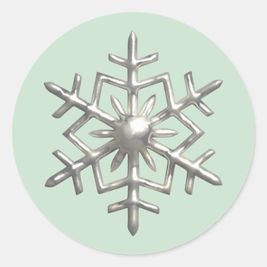 Sticker Rond Flocon de neige argenté 3D Noël vert (Devant)
