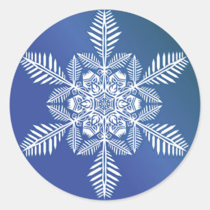 Sticker Rond Flocon de neige au-dessus de l'autocollant bleu