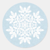 Sticker Rond Flocon de neige blanc (bleu givré) (Devant)