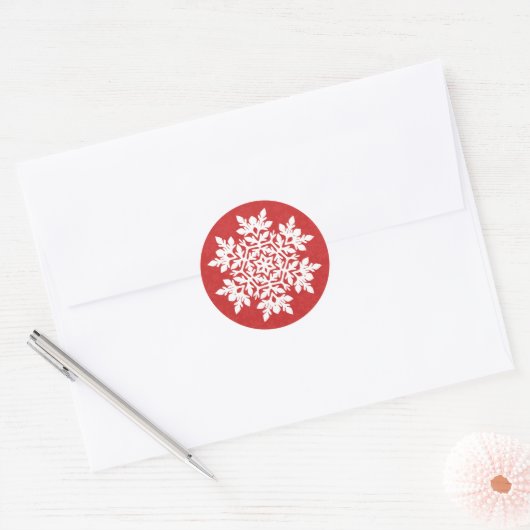 Sticker Rond Flocon de neige blanc (Cranberry) (Enveloppe)