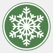 Sticker Rond Flocon De Neige Blanc En Vert (Devant)