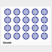 Sticker Rond Flocon de neige blanc (minuit) (Feuille)