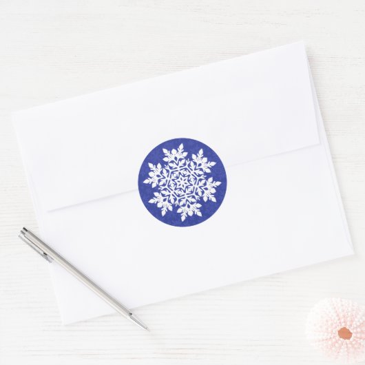 Sticker Rond Flocon de neige blanc (minuit) (Enveloppe)