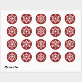Sticker Rond Flocon De Neige Blanc Sur Crimson Rouge (Feuille)