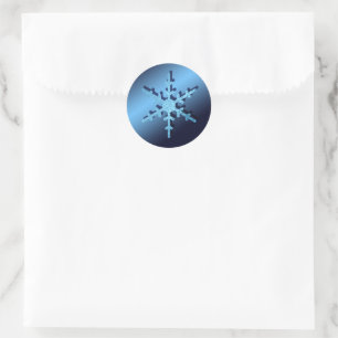 Sticker Rond Flocon de neige bleu clair en métal Joli