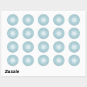 Sticker Rond Flocon de neige bleu clair Noël Mariage (Feuille)