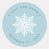 Sticker Rond Flocon de neige bleu clair Noël Mariage (Devant)