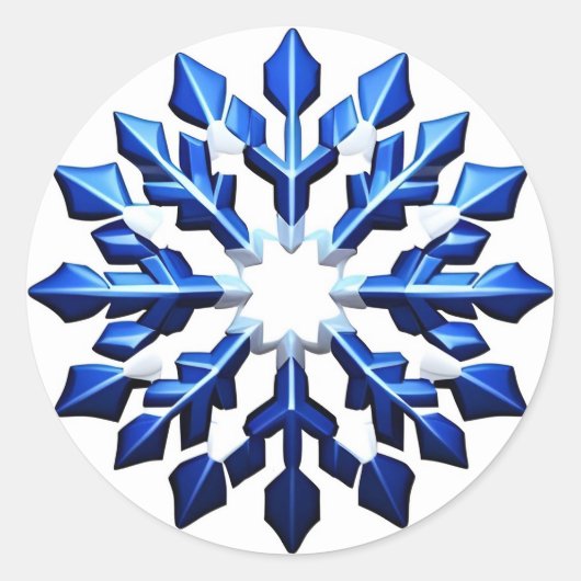 Sticker Rond Flocon de Neige Bleu Détaille (Devant)